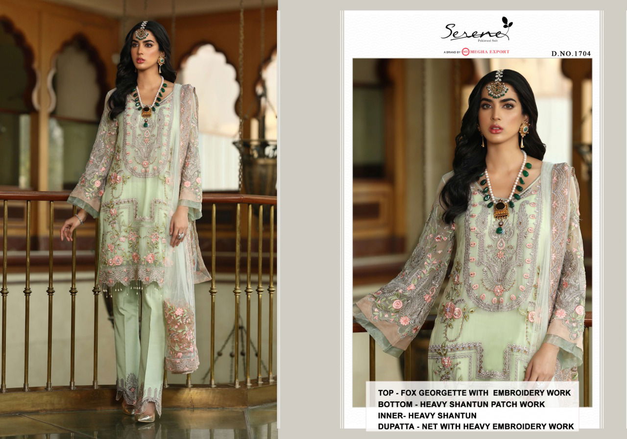 Serene Zarif Faux Latest Fancy Festive Wear Georgette Heavy Embroidery Work Pakistani Salwar Suits Collection
