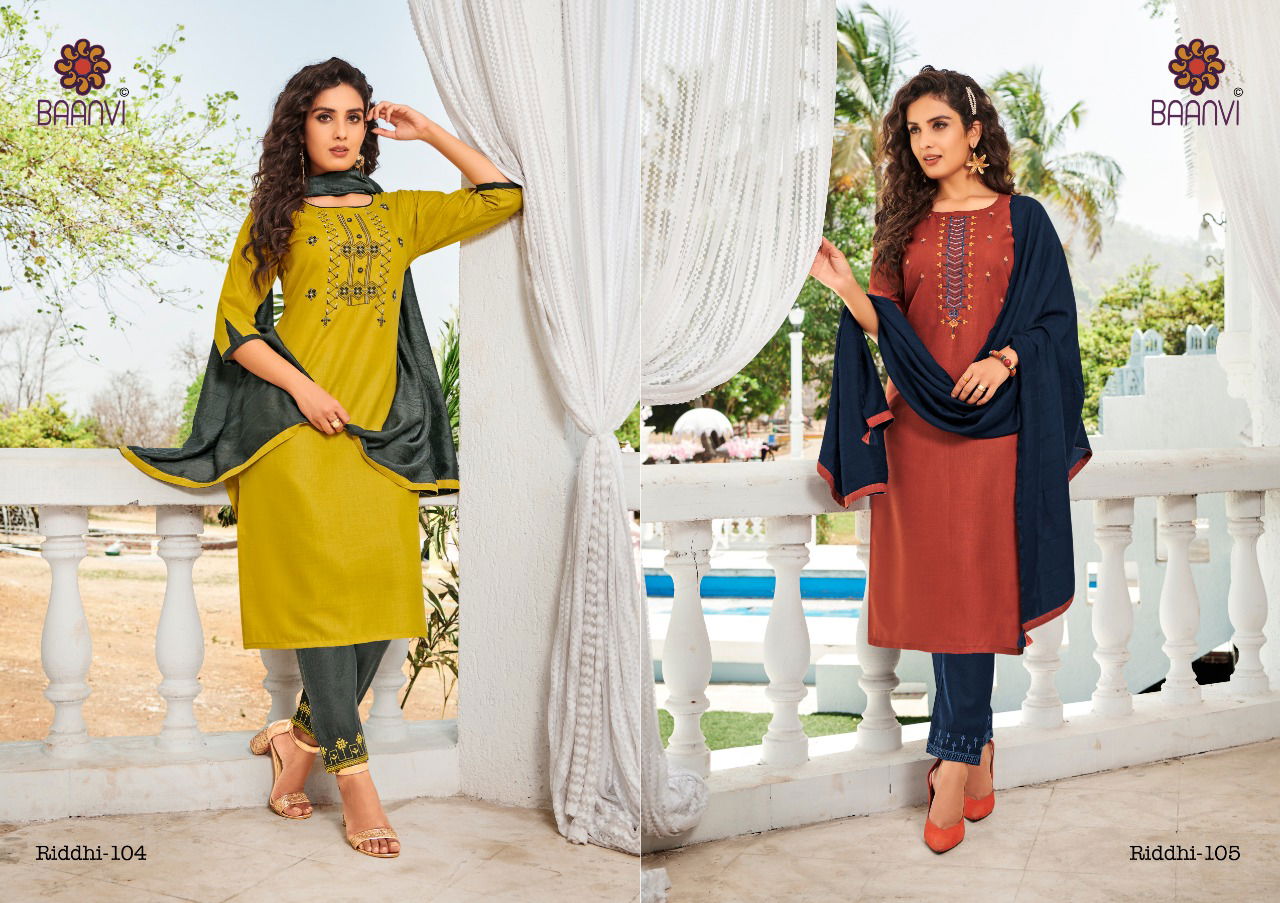 Baanvi Ridhi 1 Exclusive Designer Festive Wear Designer Cotton With Embroidery Readymade Collection

