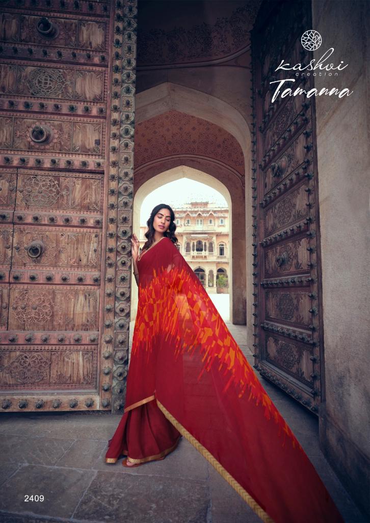 Kashvi Tamanna Silk Latest Fancy Designer Casual Wear Printed Weightless With Border Saree Collection
