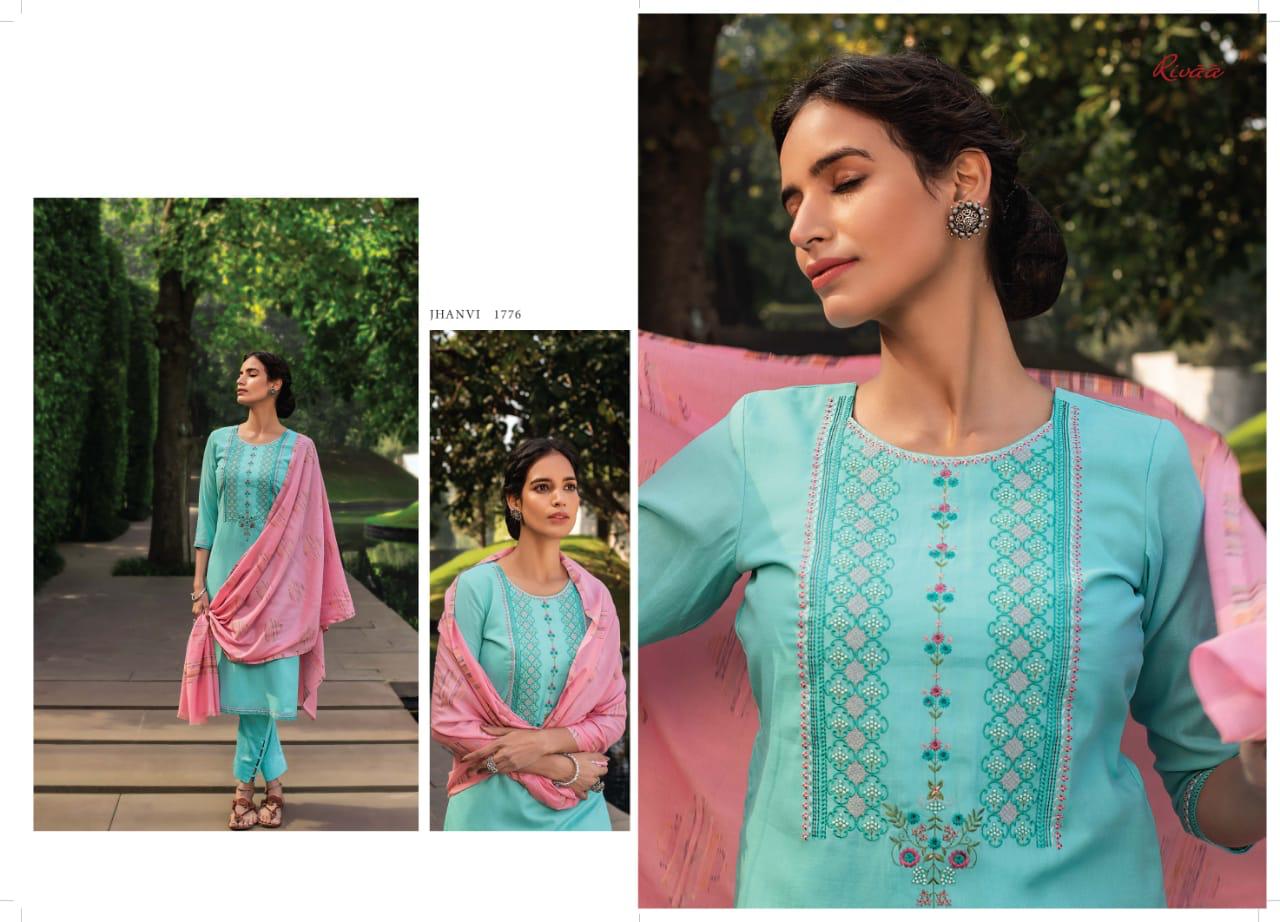 RIVAA JHANVI Latest Fancy Designer Heavy Casual Wear Jam Stain Embroidery Work Salwar Suit Collection