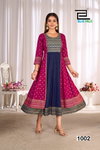 Trisha By Blue Hills Rayon Anarkali Kurtis With Classic Neck Wholesale Price In Surat