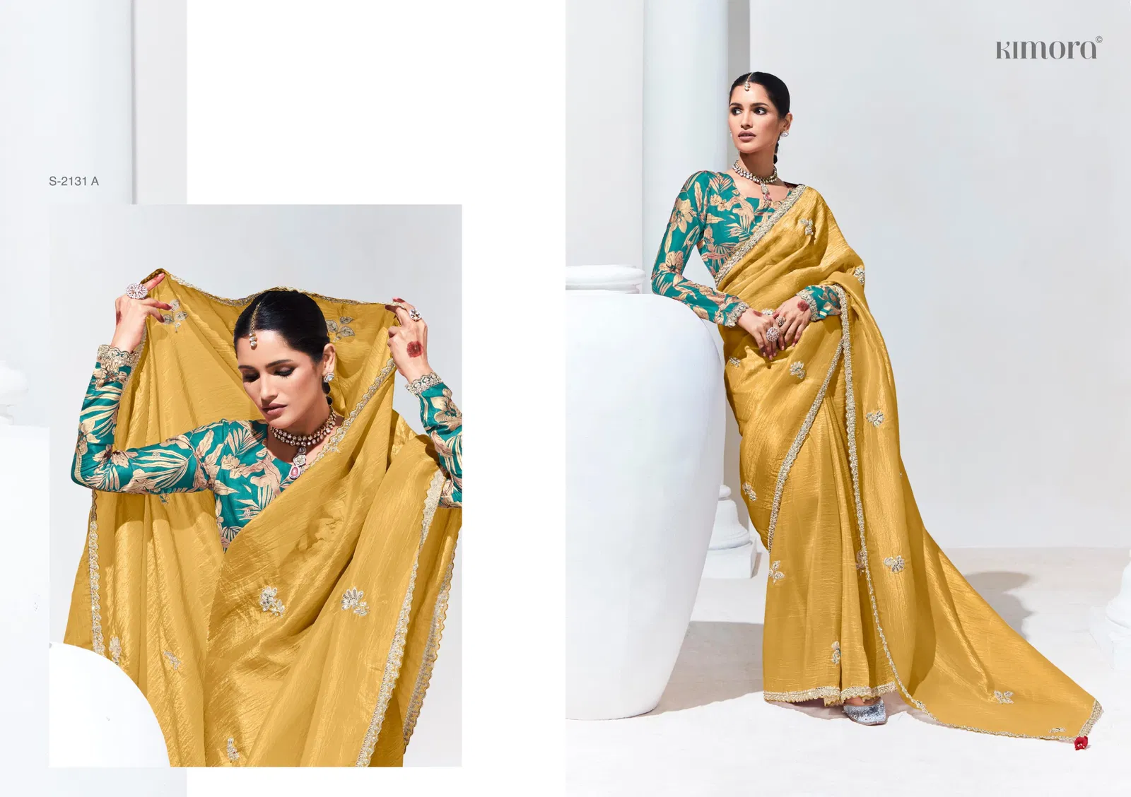 Rangat 2131 New Colour By Kimora Glass Tissue Party Wear Saree Orders In India
