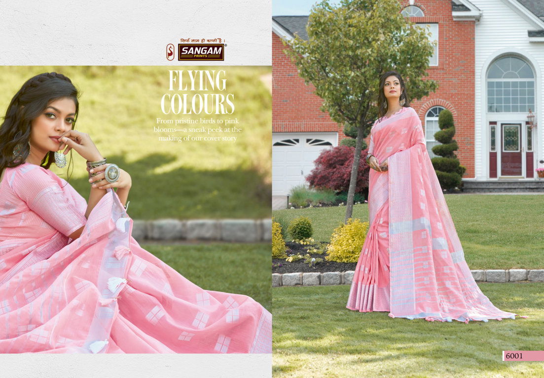 Sangam Blueberry 2 Linen latest fancy Designer casual Wear Cotton Printed Sarees Collection
