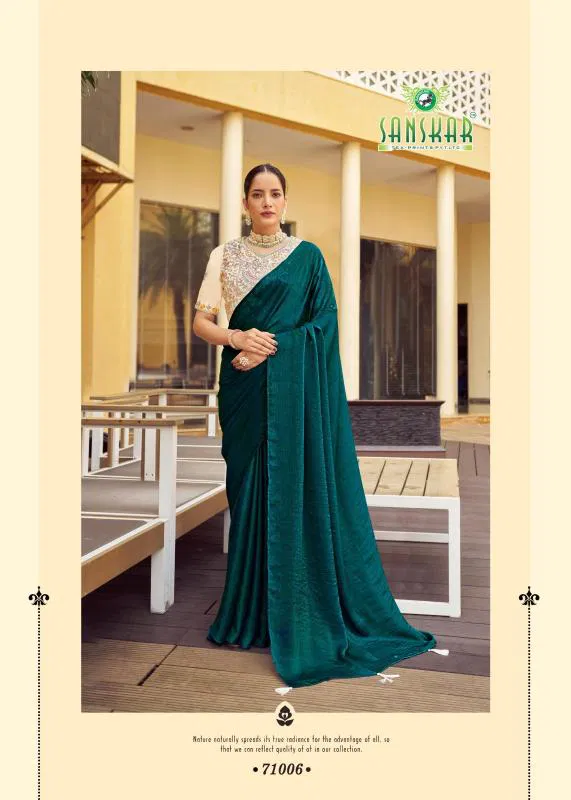 New Arrival By Sanskar Simar Chiffon With Contrast Embroidery Saree Wholesale In India