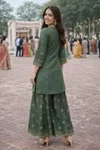 Veena By Mrudangi Roman Silk Online Readymade Sharara Suits Wholesale