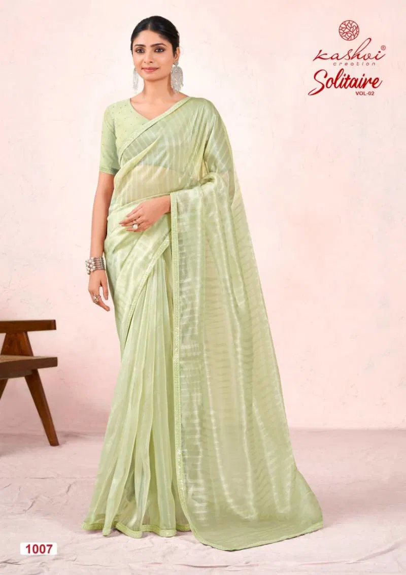 Solitaire Vol 2 By Kashvi Organza Silk With Cut Work Saree Wholesale Price In Surat