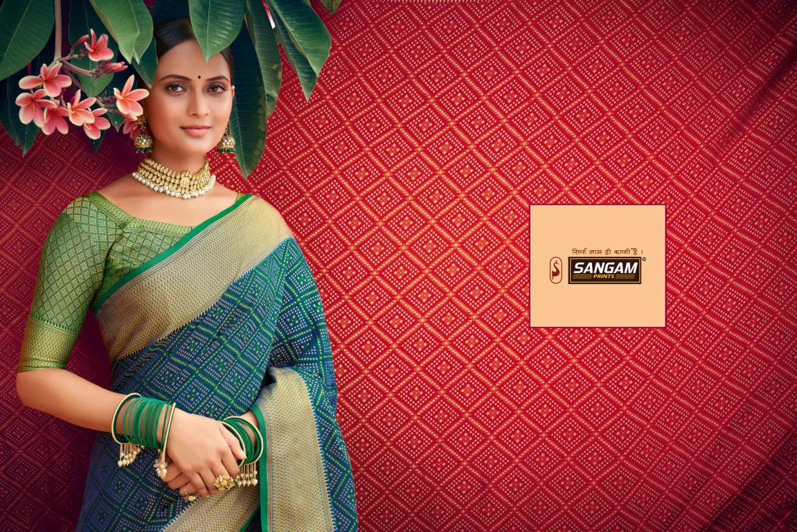 Sangam Navratan Heavy Festive Wear Patola Silk Latest Designer Saree Collection
