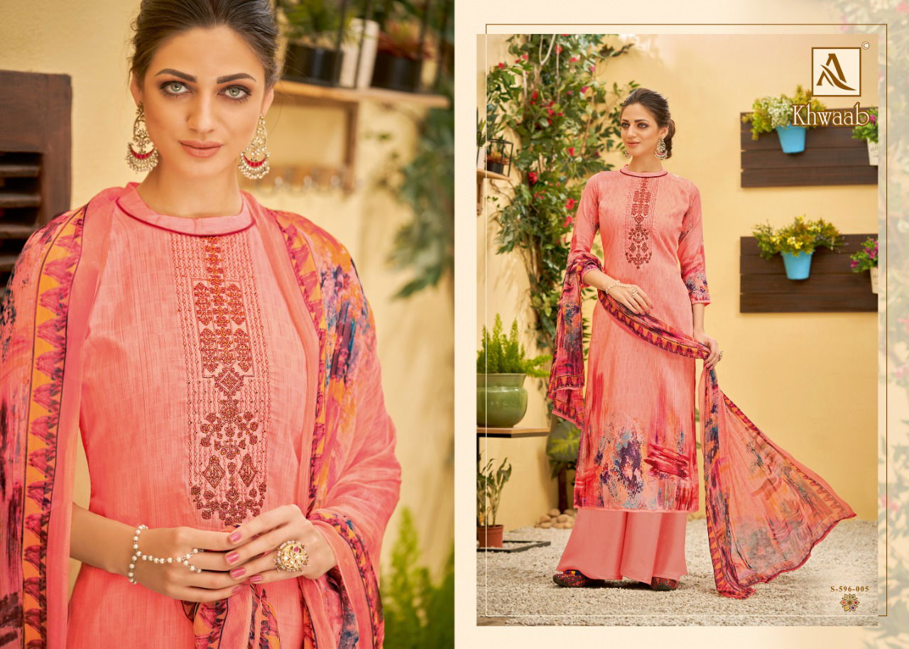Alok Khwaab 2 Latest Fancy Designer Casual Regular Wear Pure Jam Cotton Digital Printed Thread Embroidery And Swarovski Diamond Work Dress Material Collection
