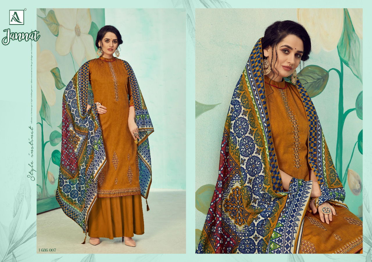 Alok Jannat Latest Fancy Pure Jam Cotton Printed Fancy Embroidery And Swarovski Work Designer Dress Material Collection
