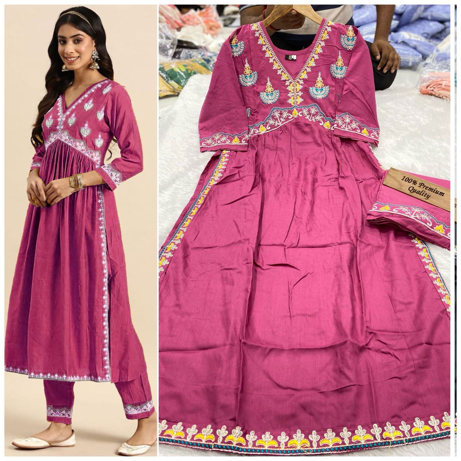 Zomato Rayon Cotton Alia Cut Kurti With Bottom Catalog