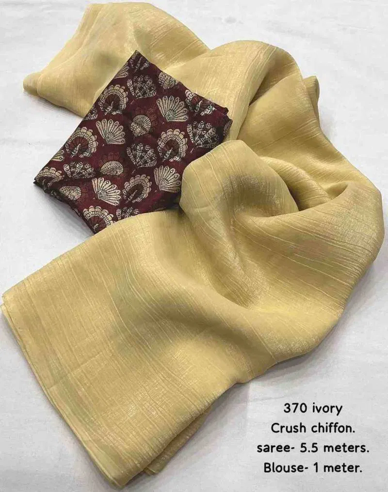 Kc 615 Crush Chiffon Solid Plain Saree Wholesale Market In Surat With Price