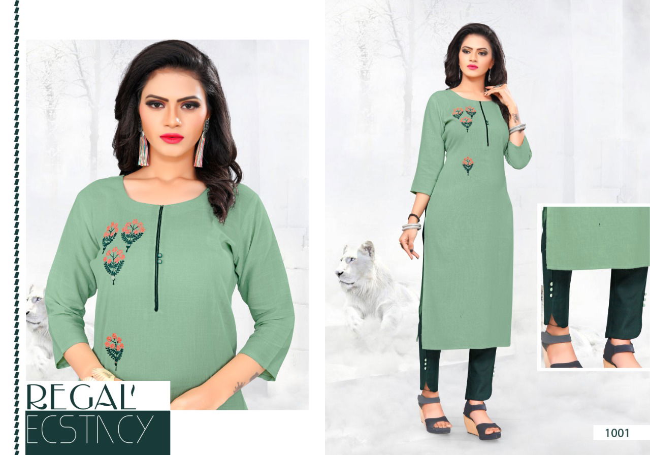 Heer Latest Ethnic Wear Heavy super Slub rayon mirror embroidery work  Kurti With potli detailing Bottom Collection