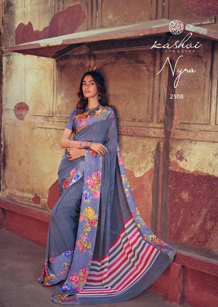 KASHVI NYRA Latest Fancy Festive Wear Weightless Satin Patta With Satin Blouse Saree Collection
