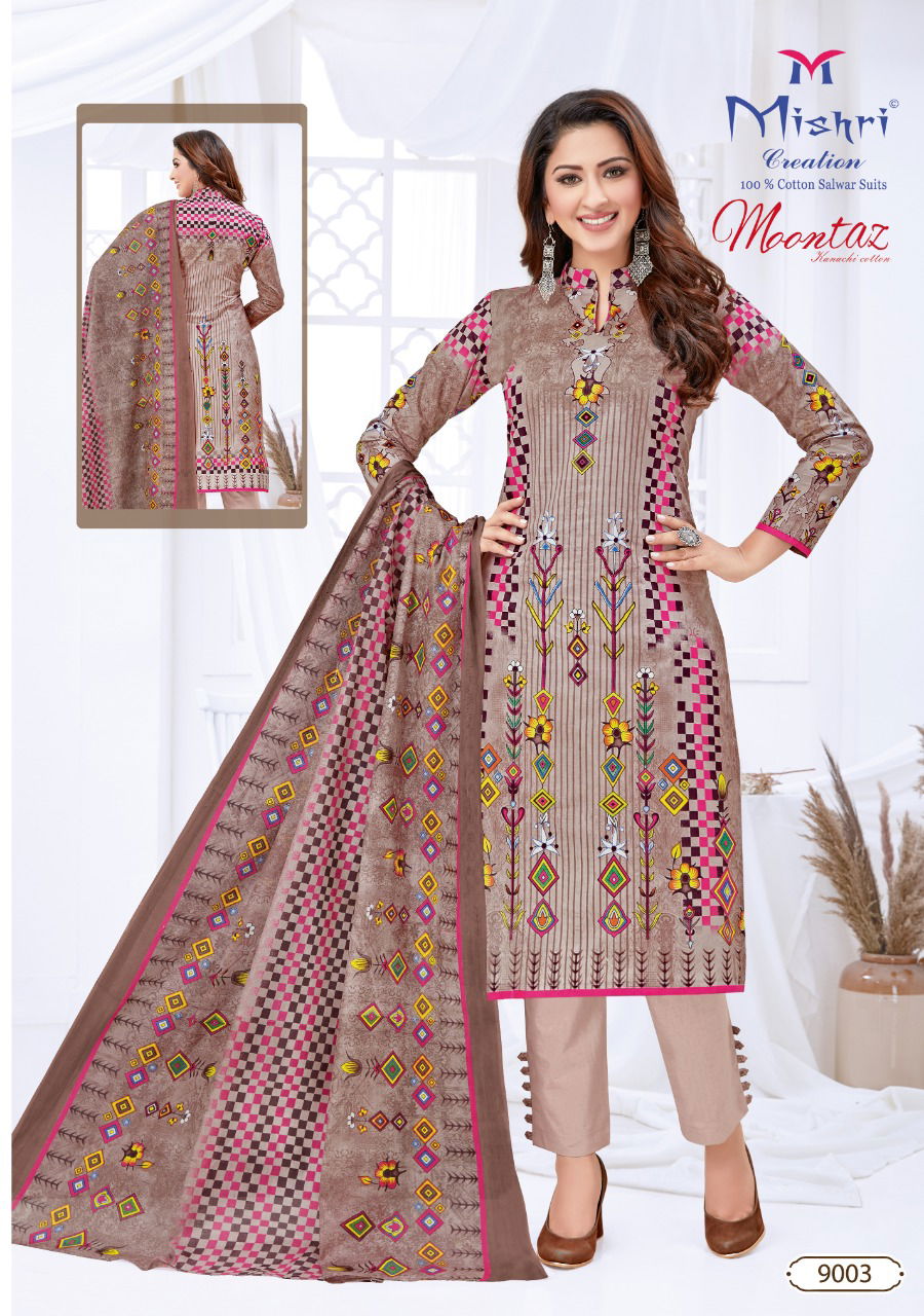 Mishri Moontaz 9 Latest Fancy Heavy Regular Wear Pure Cotton Karachi Dress Materials Collection
