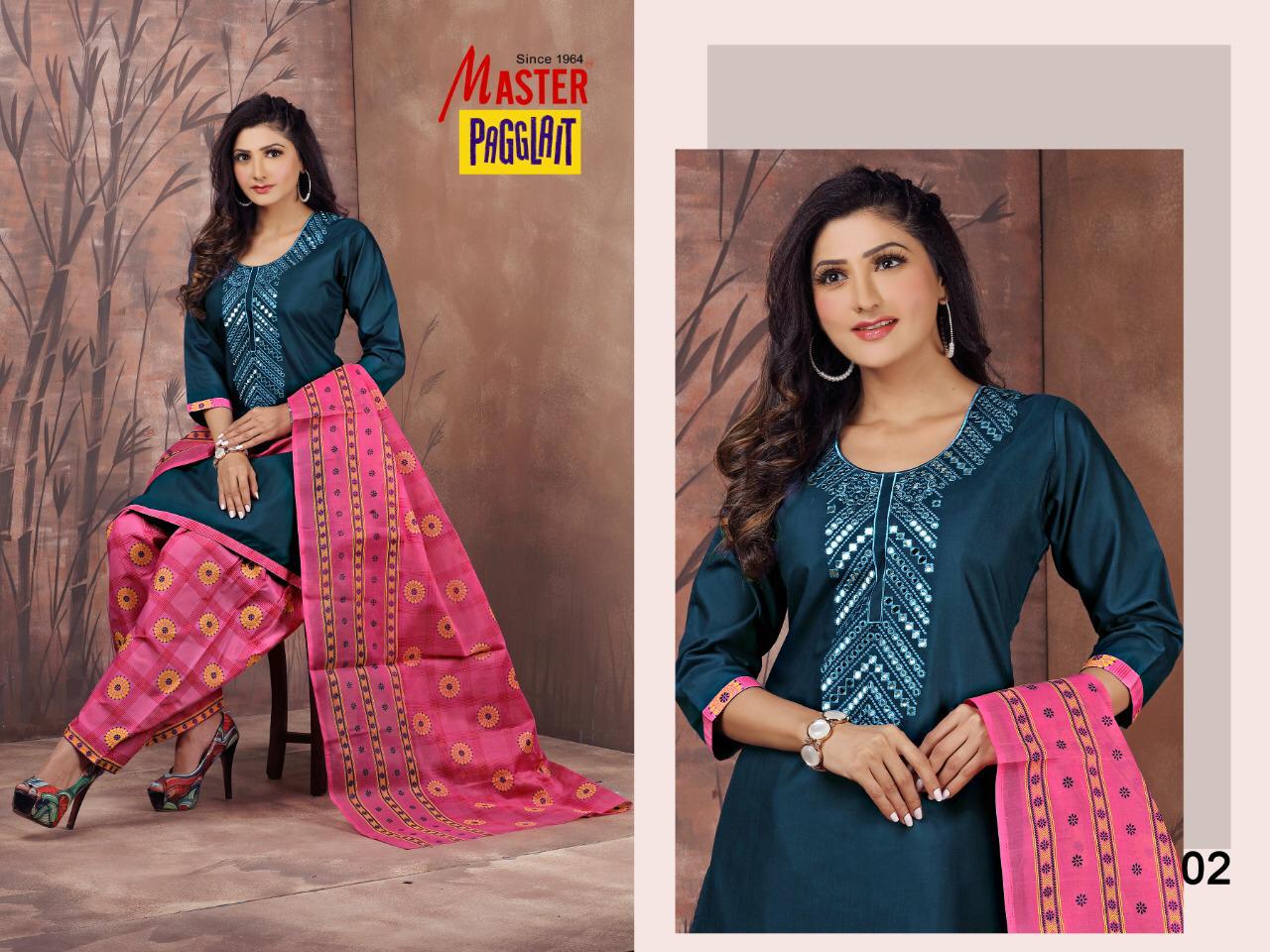 Master Pagglait Latest Fancy Casual Regular Wear Readymade Cotton Printed salwar Suit Collection
