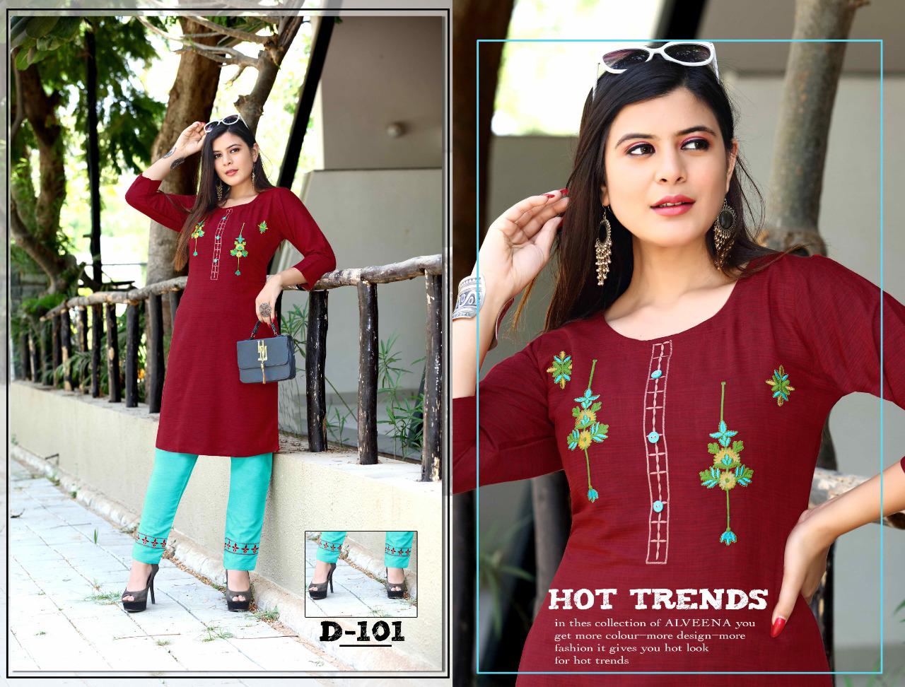 Trendy Pearl Latest Fancy Designer Ethnic Wear Embroidery Rayon Kurti With Bottom Collection

