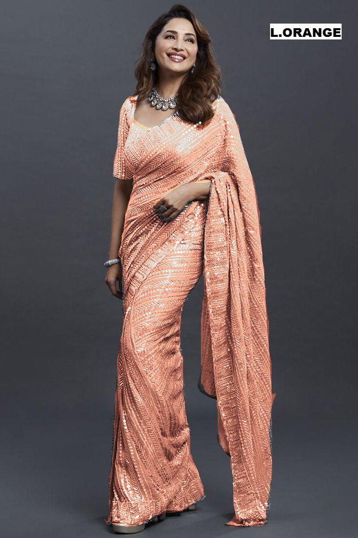 Madhuri Fancy Stylish Party Wear Georgette Designer Saree Collection
