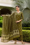 Naisha K 394 Cotton Embroidery Work Kurti With Pant Dupatta bulk Orders india