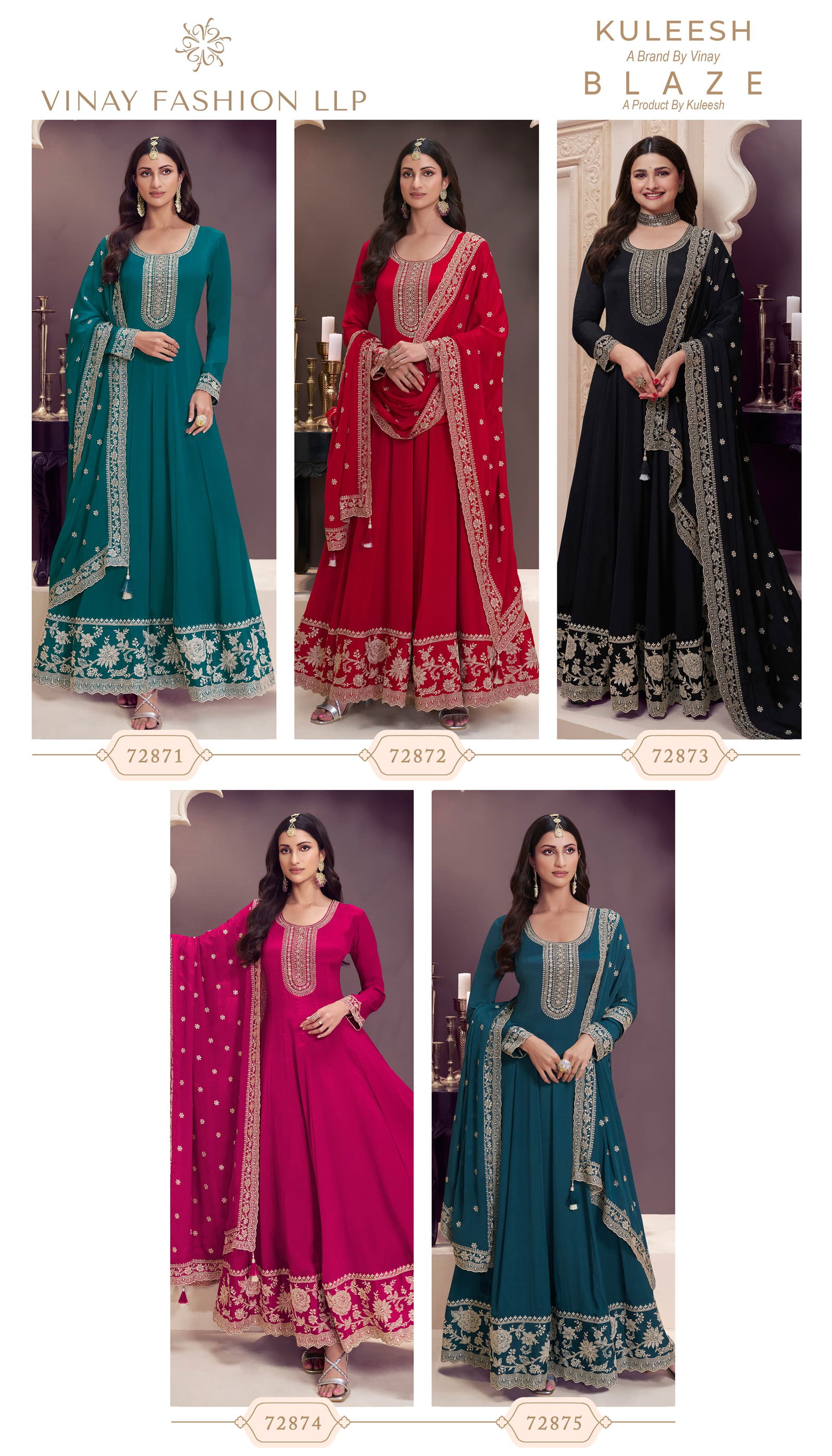Blaze By Vinay Kuleesh Chinon Designer Salwar Suit Exporters In India