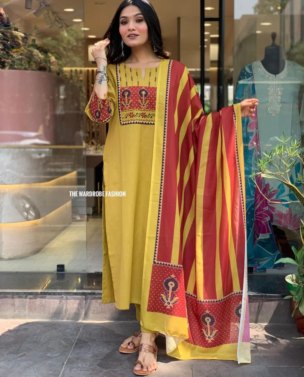 Fvd Yellow Rani Rayon Printed Kurti With Bottom Dupatta Exporters in India