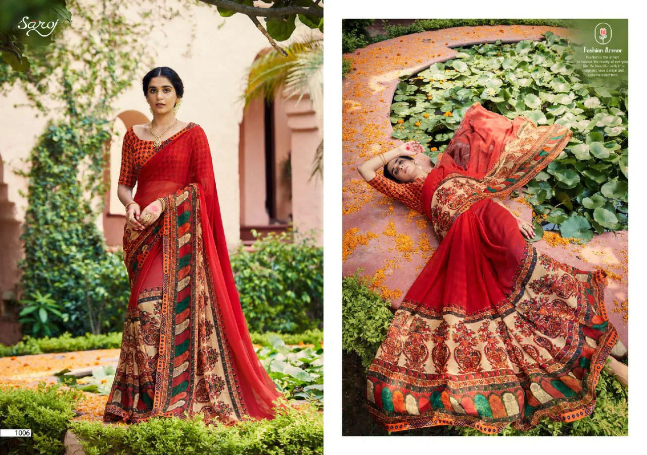 Saroj Mishita Festive Wear Georgette with Beautiful Designs Saree Collection
