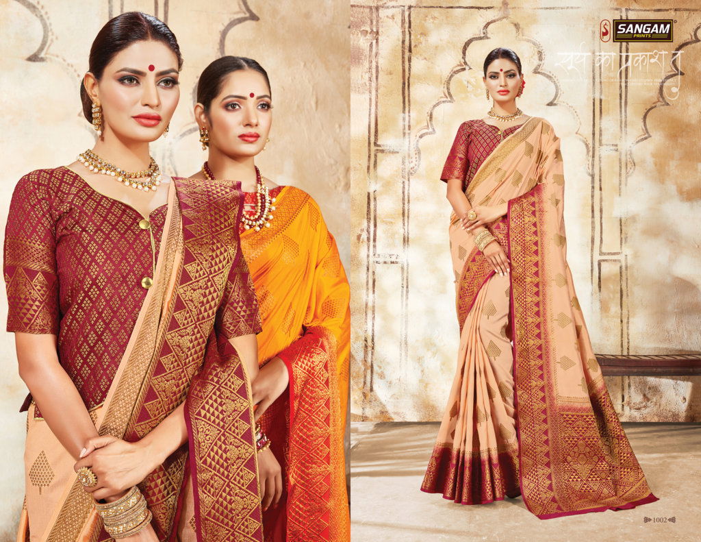 Sangam Samaira Fancy Festive Wear Heavy Printed Silk Designer Saree Collection 
