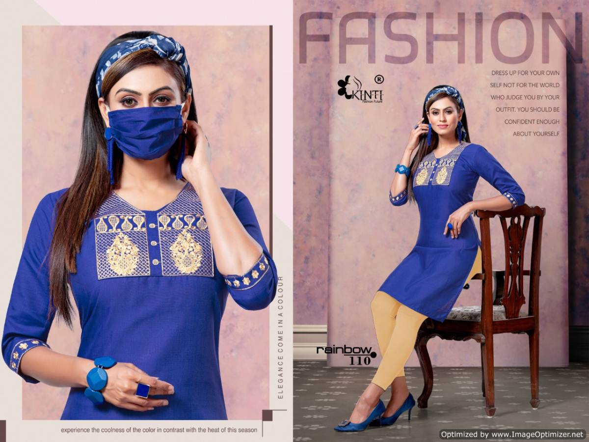 Kinti Rainbow Latest Exclusive Collection Of Designer Short Kurtis With Embroidery Work 