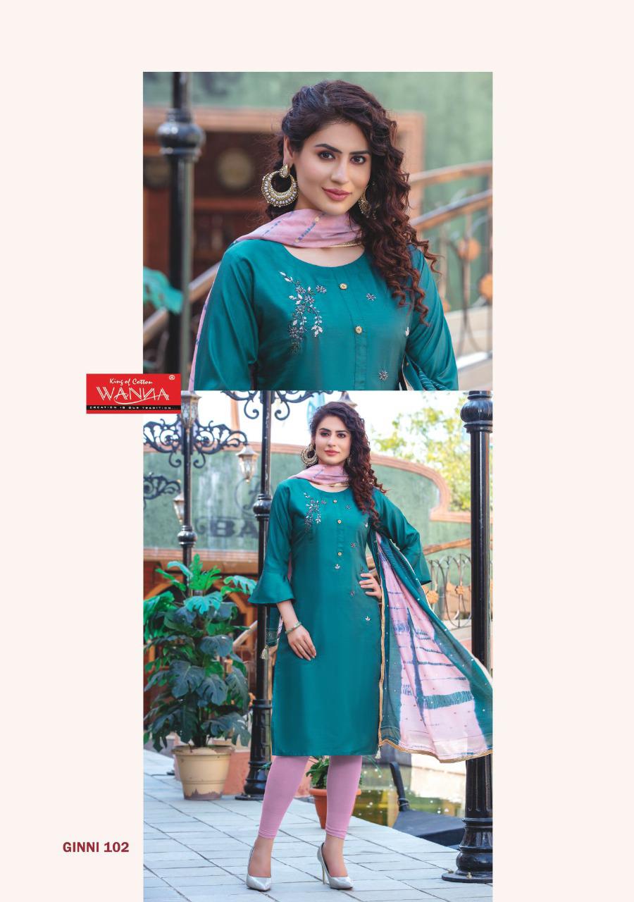 Wanna Ginni Designer Casual Wear Heavy Silk Kurtis With Fancy Heavy Dupatta Collection