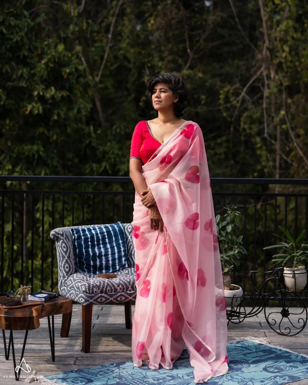 DF 100 Mudra VOL 1 Organza Printed Sarees Catalog