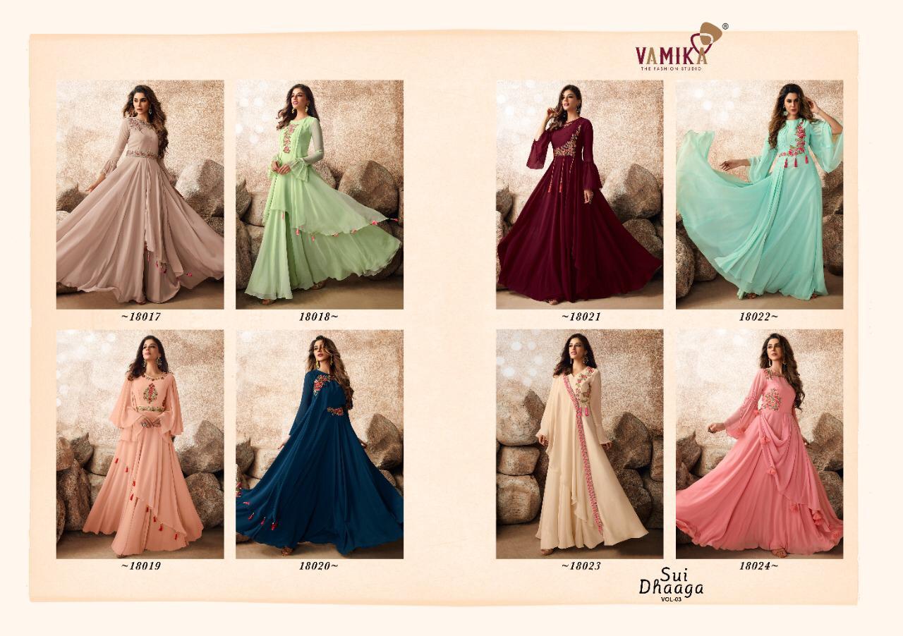 Vamika Sui Dhaga-3 Latest Stylish Party Wear Georgette With Heavy Embroidery And Diamond Worked Gown Collection