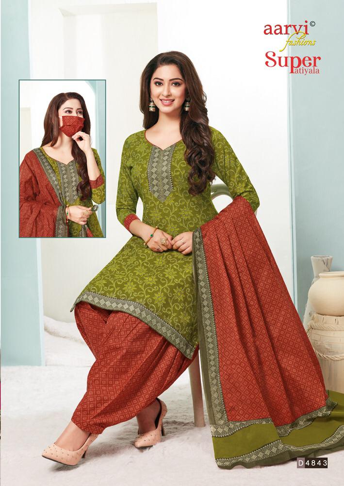 Aarvi Super Patiyala 2 Ready Made Regular Wear Patiyala Collection With Mal Mal Dupatta 