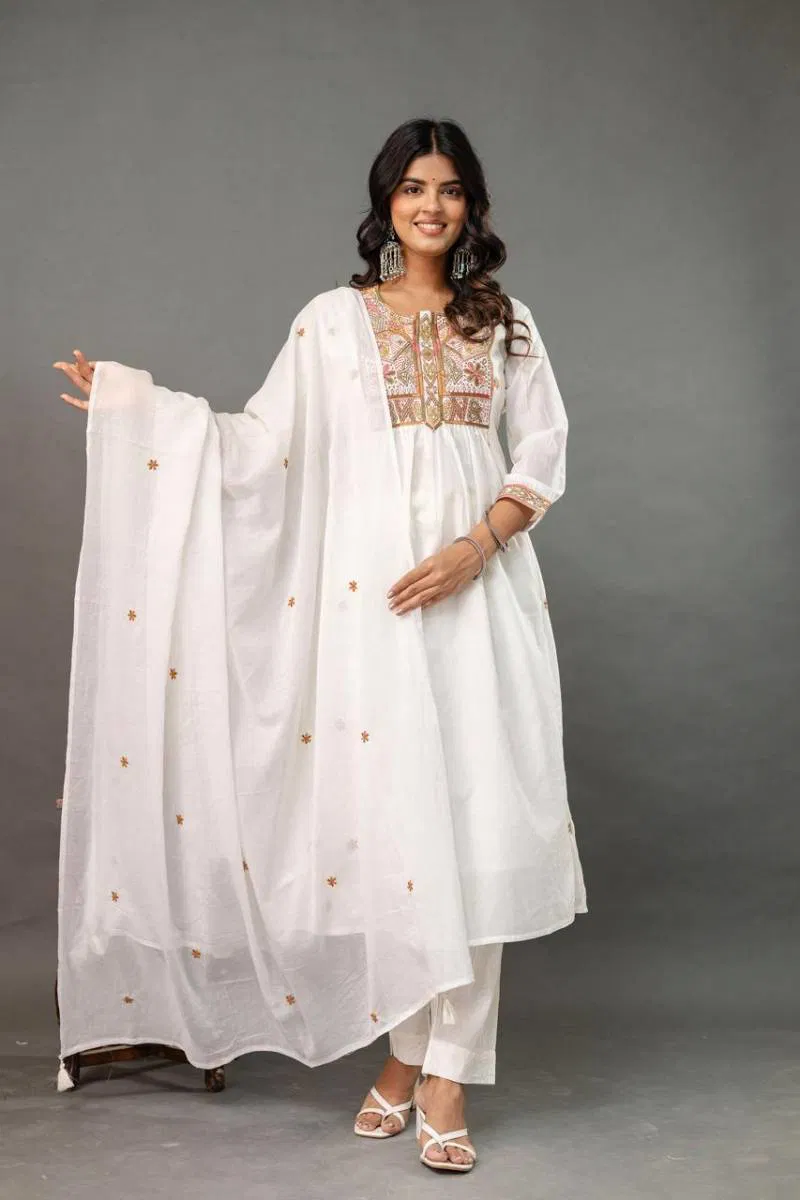 Naisha K 14 Mal Cotton Fancy Kurti Bottom With Dupatta Wholesale In India