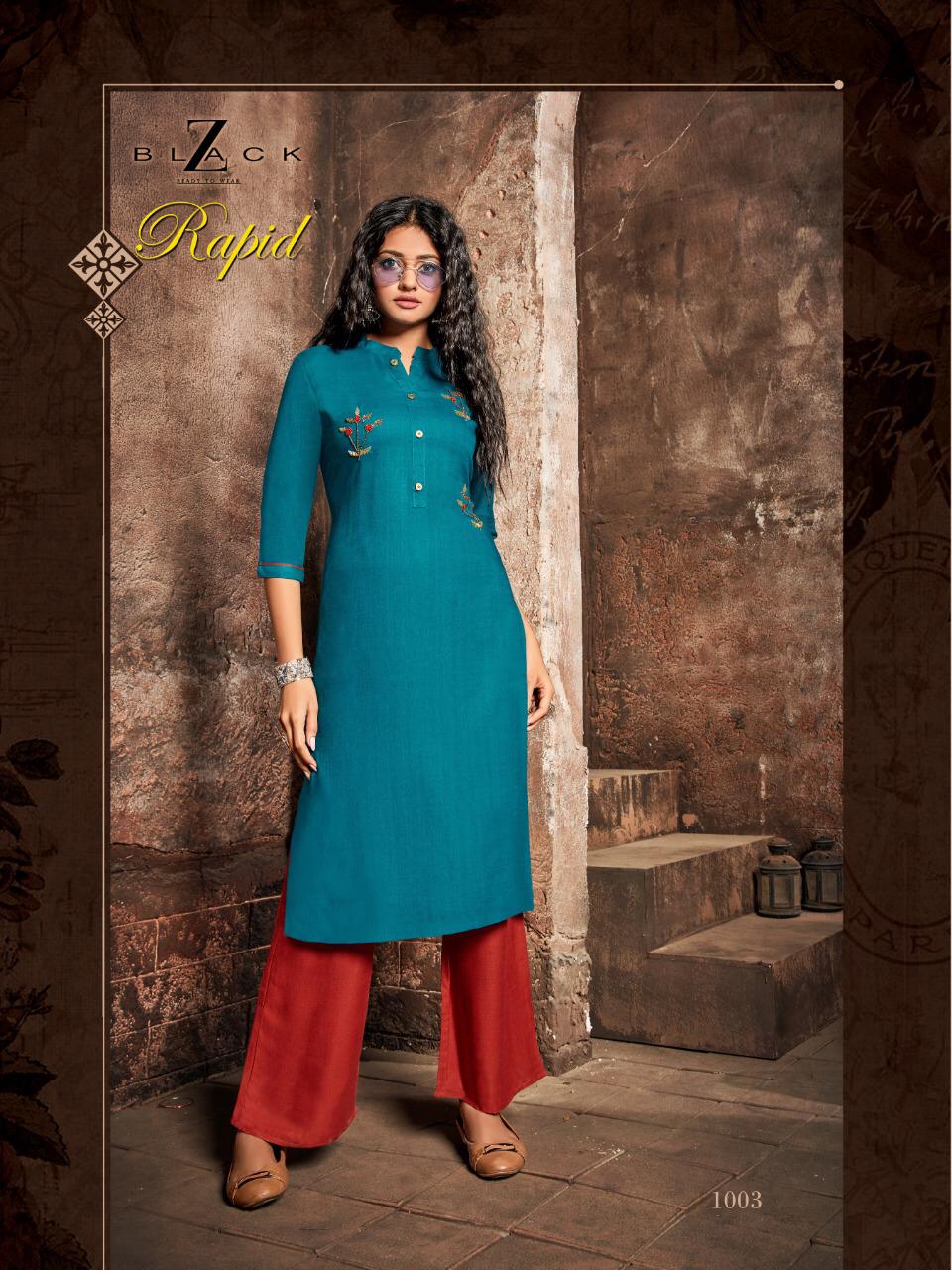 Z Black Rapid Latest Exclusive Collection Of Designer Casual Wear Kurtis With Plazzo 