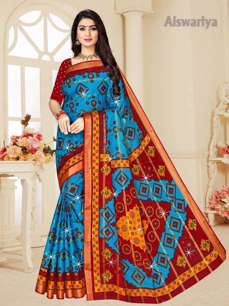Aiswariya 01 Cotton Printed Party Wear Saree Wholesale Suppliers In Mumbai