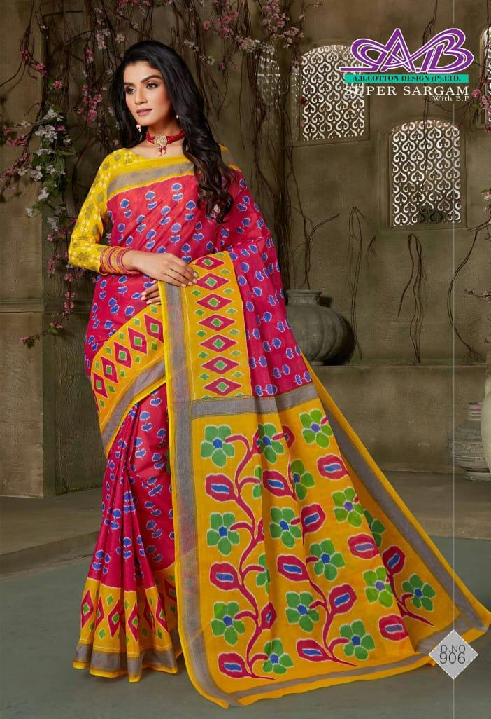 A.B Super Sargam Latest Regular Wear Cotton weaving Designer Printed Sarees Collection