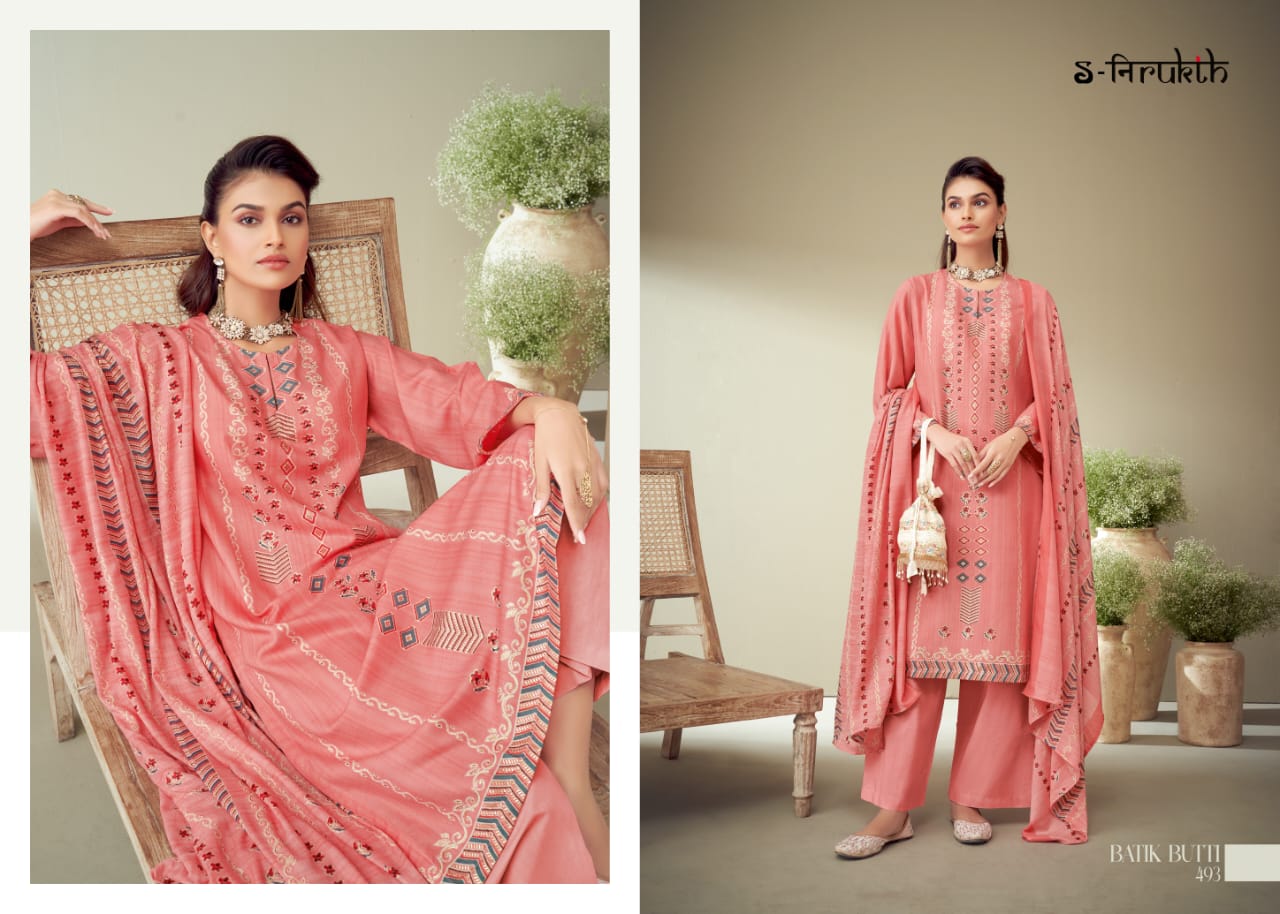 Batik Butti S Nirukth Pashmina Dress Material Catalog