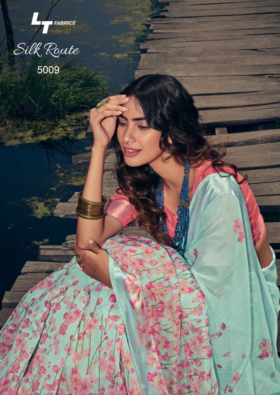 Lt Silk Route Latest Fancy Designer Linen Printed Casual Wear Saree Collection
