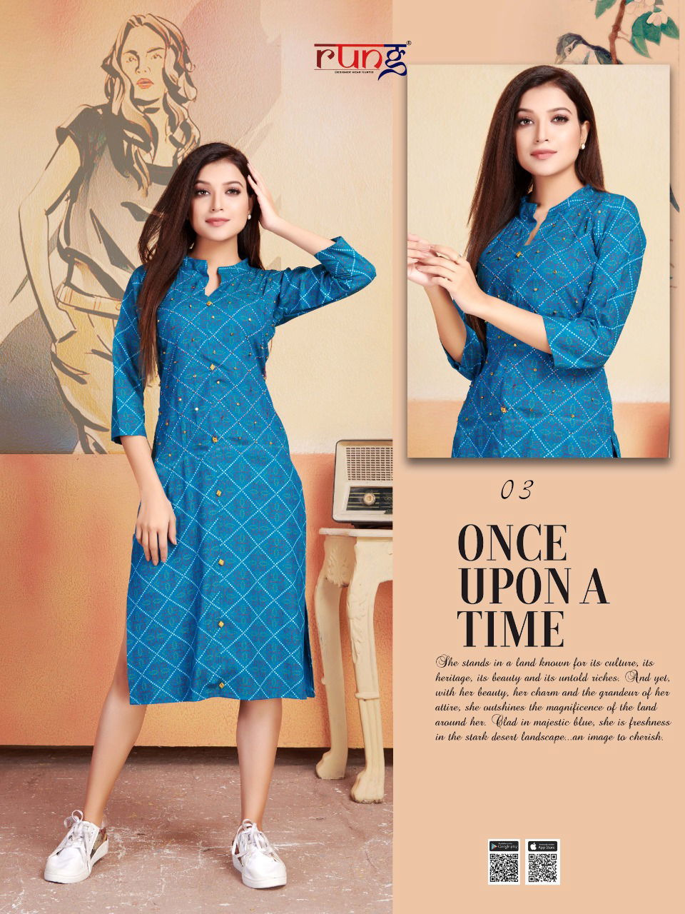Rung Blend Latest Designer Printed Casual Wear Kurtis Collection 