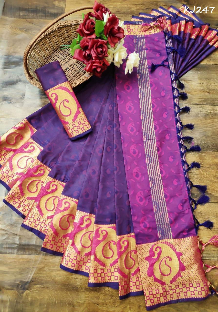KJ Latest Designer Party Wear Wedding Saree Collection Having Wonderful Border 