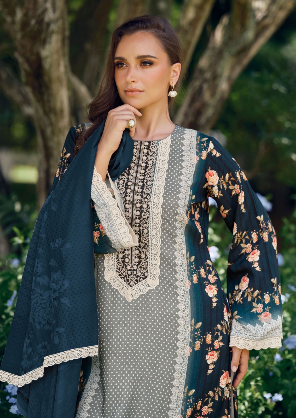 Cross Stitch By The Hermitage Shop Lawn Cotton Dress Material Exporters In India