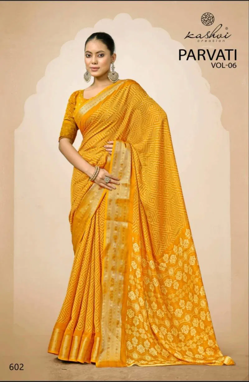 Parvati Vol 6 By Kashvi Jacquard Silk Weaving Saree Bulk Orders In India