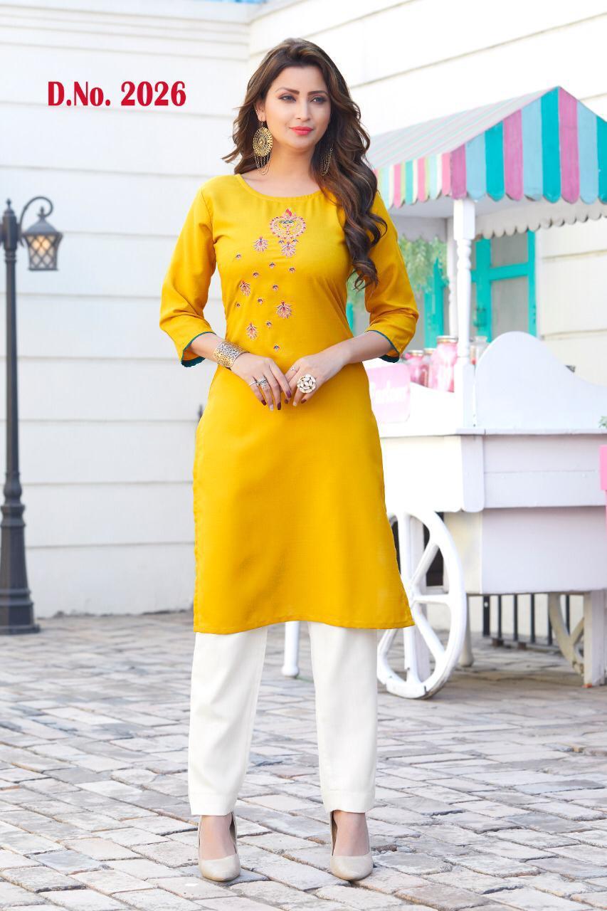 Ruby vol 1 Cotton Daily Wear Embroidery Work Long Kurtis Collections