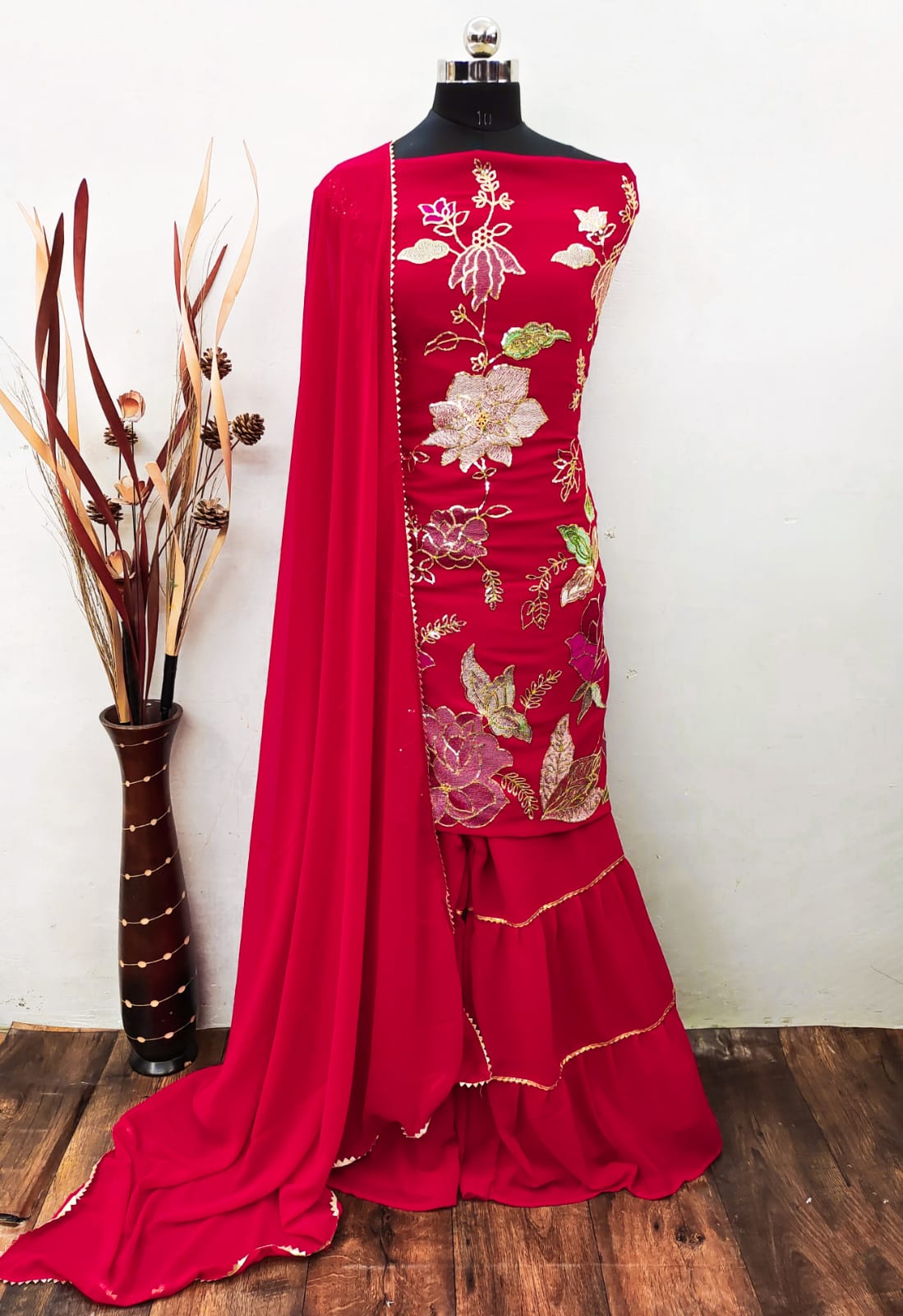 Sharara 2 New Stylish Festive Wear Georgette Heavy Dress Material Collection