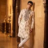 Cream Color Outluk Wedding Vol 46 Roman Silk Embroidered Pintex Work Kurta With Pajama Manufacturers 4604 