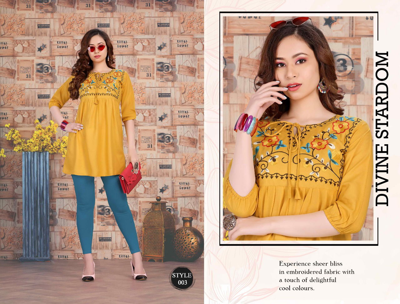 Trendy Sweety Latest fancy Designer Casual Wear Short Embroidery Designer Kurtis Collection
