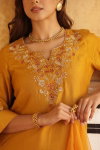 Naisha K 137 Russian Silk Embroidered Kurti Bottom With Dupatta Suppliers In India