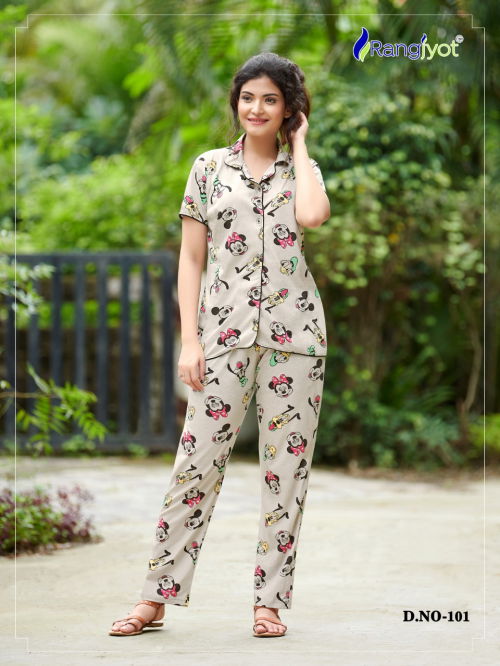 Rangjyot 201 Latest Night Wear Hosiery Cotton Printed Night Suit Collection
