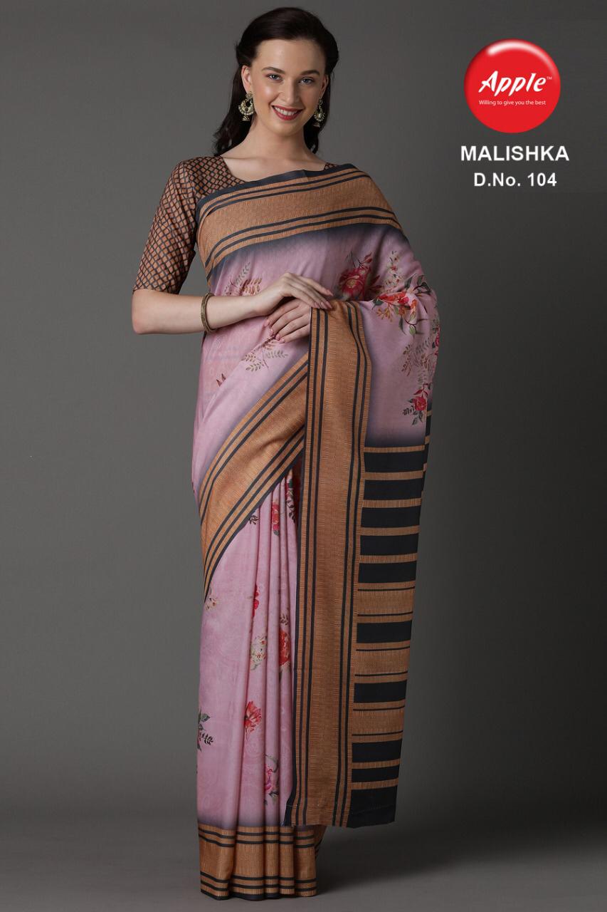 APPLE MALISHKA Latest Casual Daily Wear Muslin Silk Digital Printed Saree Collection