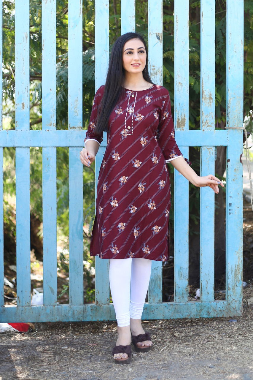 Khushi 2 latest Designer Daily wear Printed Rayon Kurtis Latest Collection 