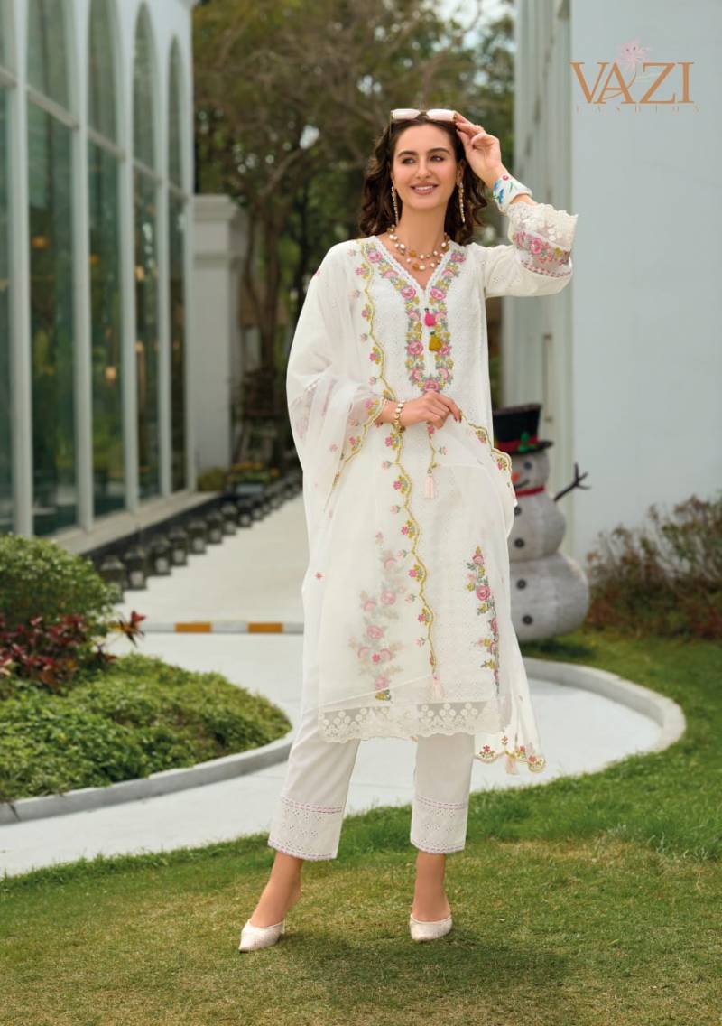 Heer By Vazi Cotton Thread Work Kurti Bottom With Dupatta Suppliers In India